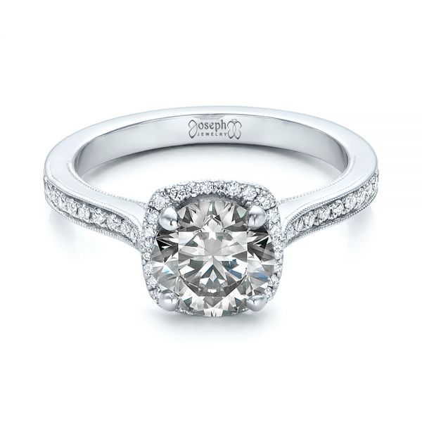 18k White Gold Custom Fancy Grey Diamond Engagement Ring - Flat View -  102097
