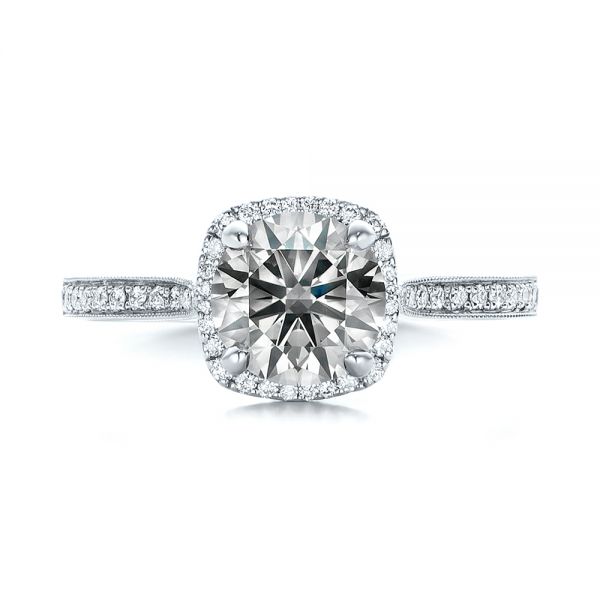 18k White Gold Custom Fancy Grey Diamond Engagement Ring - Top View -  102097