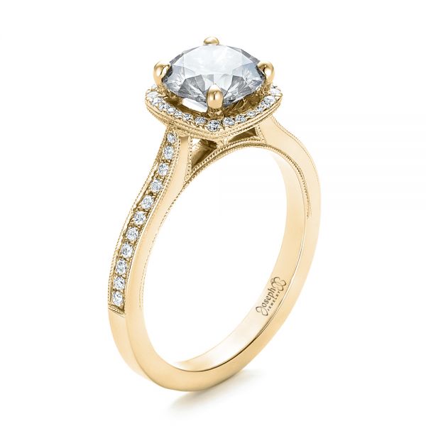 18k Yellow Gold 18k Yellow Gold Custom Fancy Grey Diamond Engagement Ring - Three-Quarter View -  102097