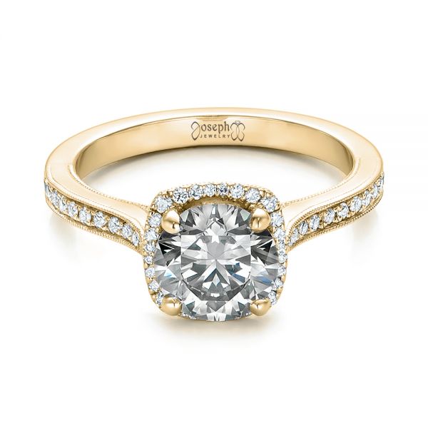 14k Yellow Gold 14k Yellow Gold Custom Fancy Grey Diamond Engagement Ring - Flat View -  102097