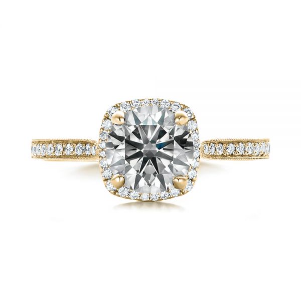 18k Yellow Gold 18k Yellow Gold Custom Fancy Grey Diamond Engagement Ring - Top View -  102097