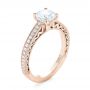 18k Rose Gold 18k Rose Gold Custom Filigree Diamond Engagement Ring - Three-Quarter View -  103412 - Thumbnail