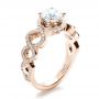 18k Rose Gold 18k Rose Gold Custom Filigree Diamond Engagement Ring - Three-Quarter View -  1250 - Thumbnail