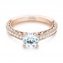 14k Rose Gold 14k Rose Gold Custom Filigree Diamond Engagement Ring - Flat View -  103412 - Thumbnail