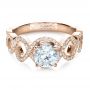 14k Rose Gold 14k Rose Gold Custom Filigree Diamond Engagement Ring - Flat View -  1250 - Thumbnail