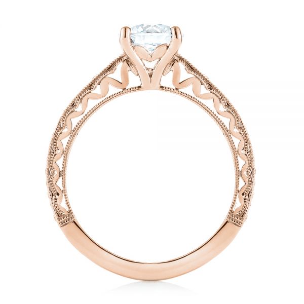 18k Rose Gold 18k Rose Gold Custom Filigree Diamond Engagement Ring - Front View -  103412