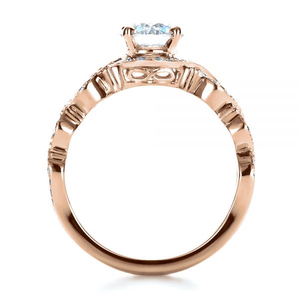 18k Rose Gold 18k Rose Gold Custom Filigree Diamond Engagement Ring - Front View -  1250