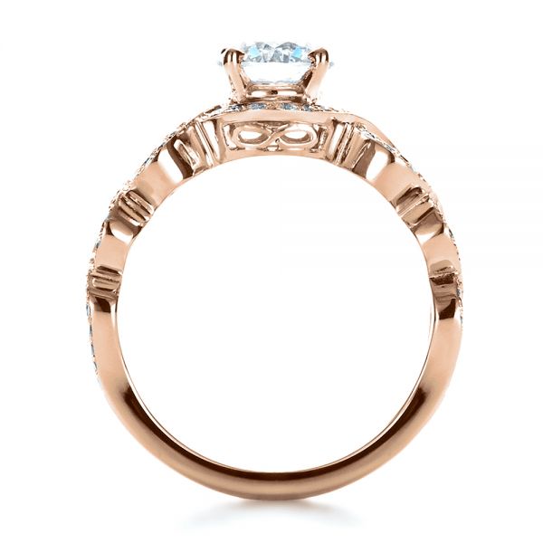 14k Rose Gold 14k Rose Gold Custom Filigree Diamond Engagement Ring - Front View - 1250