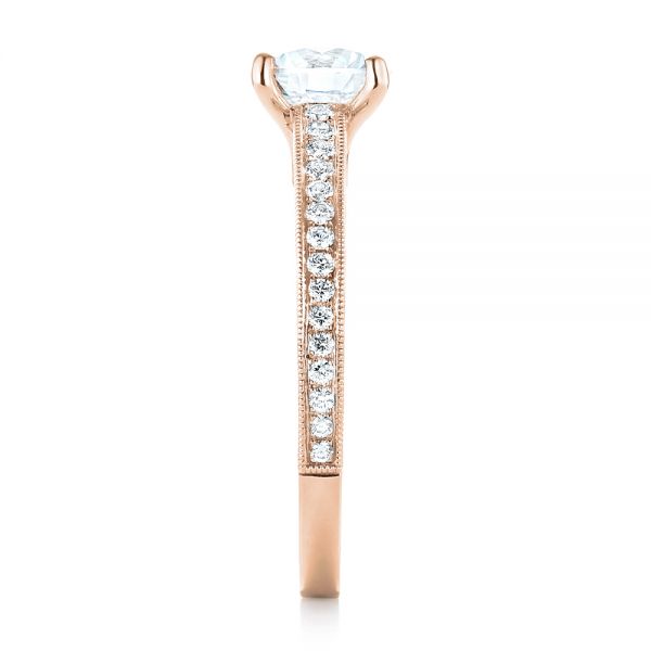 14k Rose Gold 14k Rose Gold Custom Filigree Diamond Engagement Ring - Side View -  103412