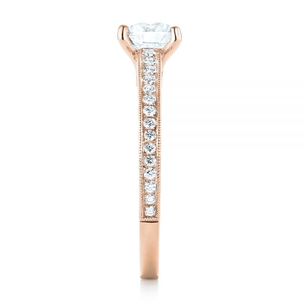 14k Rose Gold 14k Rose Gold Custom Filigree Diamond Engagement Ring - Side View - 103412