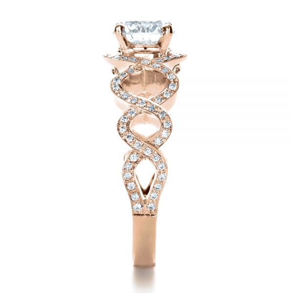 14k Rose Gold 14k Rose Gold Custom Filigree Diamond Engagement Ring - Side View -  1250
