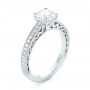 14k White Gold Custom Filigree Diamond Engagement Ring - Three-Quarter View -  103412 - Thumbnail