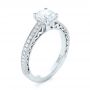 18k White Gold 18k White Gold Custom Filigree Diamond Engagement Ring - Three-Quarter View -  103412 - Thumbnail