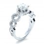 18k White Gold Custom Filigree Diamond Engagement Ring - Three-Quarter View -  1250 - Thumbnail