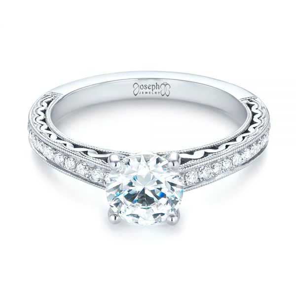  Platinum Platinum Custom Filigree Diamond Engagement Ring - Flat View -  103412