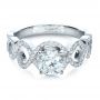 18k White Gold Custom Filigree Diamond Engagement Ring - Flat View -  1250 - Thumbnail