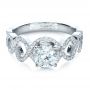 14k White Gold 14k White Gold Custom Filigree Diamond Engagement Ring - Flat View -  1250 - Thumbnail