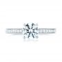 14k White Gold Custom Filigree Diamond Engagement Ring - Top View -  103412 - Thumbnail