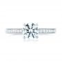 18k White Gold 18k White Gold Custom Filigree Diamond Engagement Ring - Top View -  103412 - Thumbnail