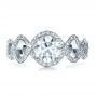 18k White Gold Custom Filigree Diamond Engagement Ring - Top View -  1250 - Thumbnail