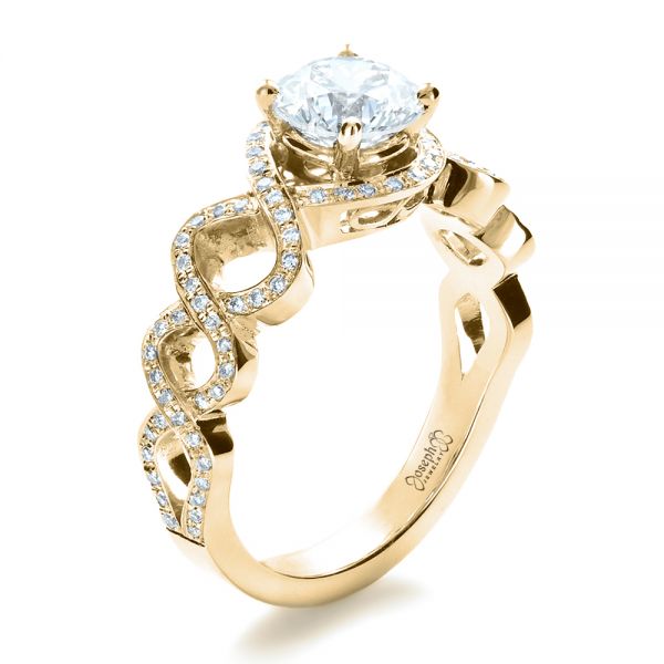 14k Yellow Gold 14k Yellow Gold Custom Filigree Diamond Engagement Ring - Three-Quarter View -  1250