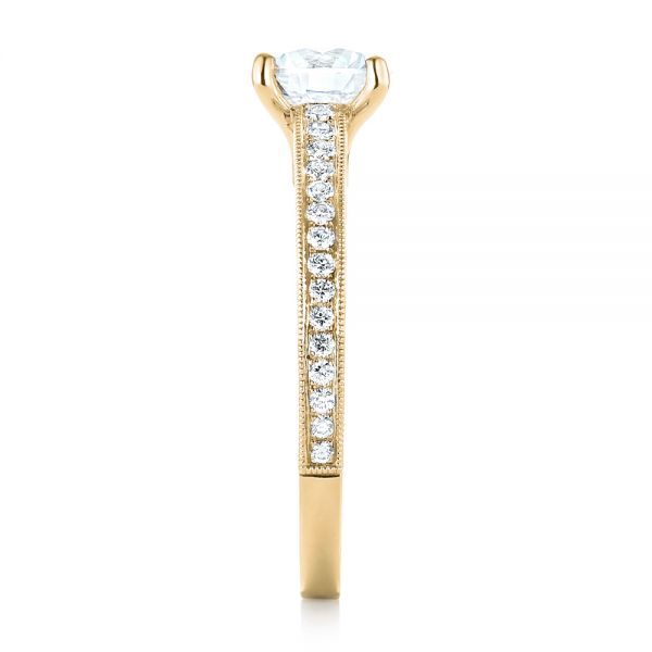 18k Yellow Gold 18k Yellow Gold Custom Filigree Diamond Engagement Ring - Side View -  103412
