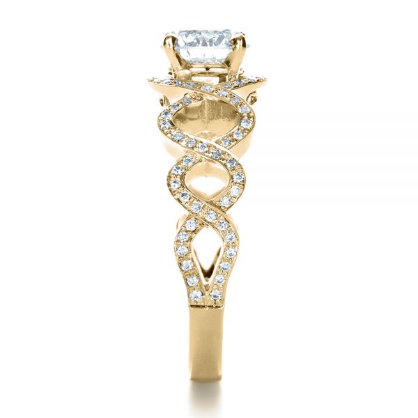 18k Yellow Gold 18k Yellow Gold Custom Filigree Diamond Engagement Ring - Side View -  1250