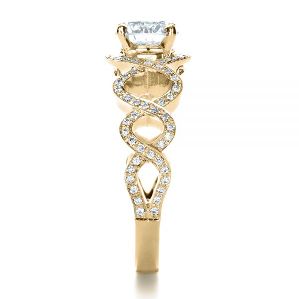 14k Yellow Gold 14k Yellow Gold Custom Filigree Diamond Engagement Ring - Side View - 1250