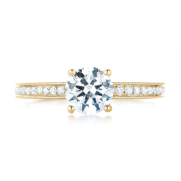 14k Yellow Gold 14k Yellow Gold Custom Filigree Diamond Engagement Ring - Top View -  103412