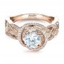 18k Rose Gold 18k Rose Gold Custom Filigree Shank Engagement Ring - Flat View -  1378 - Thumbnail