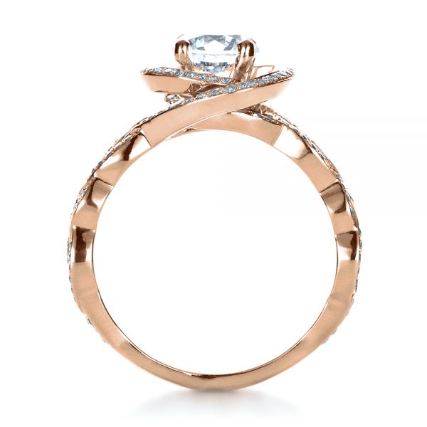 14k Rose Gold 14k Rose Gold Custom Filigree Shank Engagement Ring - Front View -  1378
