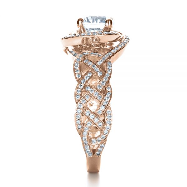 18k Rose Gold 18k Rose Gold Custom Filigree Shank Engagement Ring - Side View -  1378