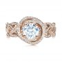 14k Rose Gold 14k Rose Gold Custom Filigree Shank Engagement Ring - Top View -  1378 - Thumbnail