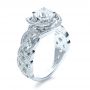 18k White Gold 18k White Gold Custom Filigree Shank Engagement Ring - Three-Quarter View -  1378 - Thumbnail