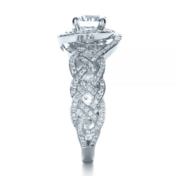 14k White Gold Custom Filigree Shank Engagement Ring - Side View - 1378