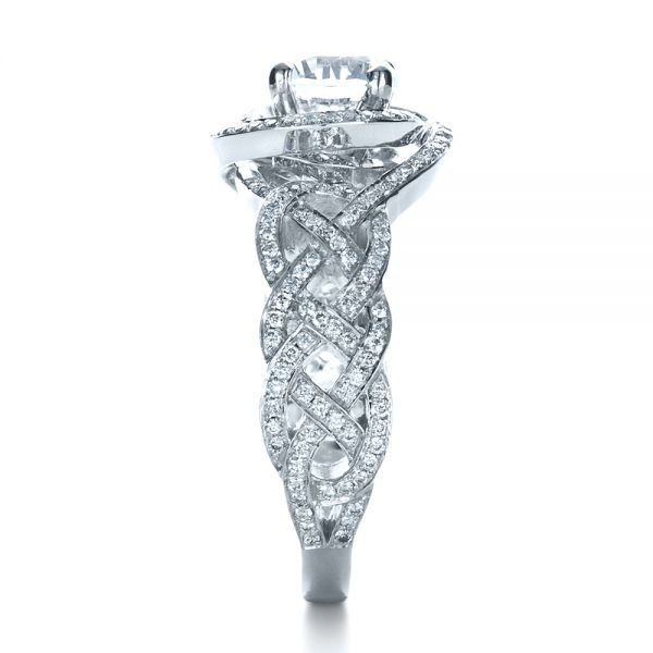 18k White Gold 18k White Gold Custom Filigree Shank Engagement Ring - Side View -  1378