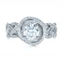 18k White Gold 18k White Gold Custom Filigree Shank Engagement Ring - Top View -  1378 - Thumbnail