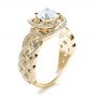 18k Yellow Gold 18k Yellow Gold Custom Filigree Shank Engagement Ring - Three-Quarter View -  1378 - Thumbnail