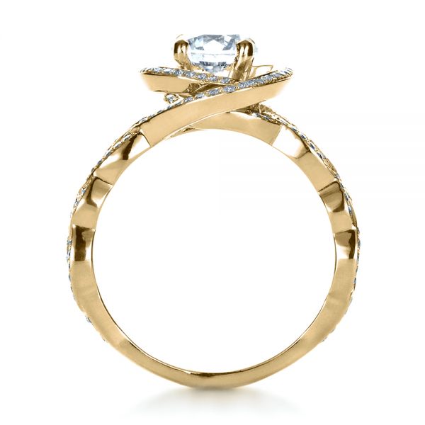 14k Yellow Gold 14k Yellow Gold Custom Filigree Shank Engagement Ring - Front View -  1378