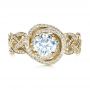 18k Yellow Gold 18k Yellow Gold Custom Filigree Shank Engagement Ring - Top View -  1378 - Thumbnail