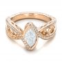 14k Rose Gold 14k Rose Gold Custom Filigree And Diamond Engagement Ring - Flat View -  100861 - Thumbnail