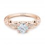 14k Rose Gold 14k Rose Gold Custom Filigree And Diamond Engagement Ring - Flat View -  101996 - Thumbnail