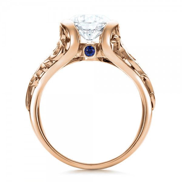 18k Rose Gold 18k Rose Gold Custom Filigree And Diamond Engagement Ring - Front View -  100706
