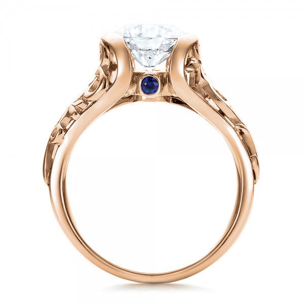 18k Rose Gold 18k Rose Gold Custom Filigree And Diamond Engagement Ring - Front View - 100706