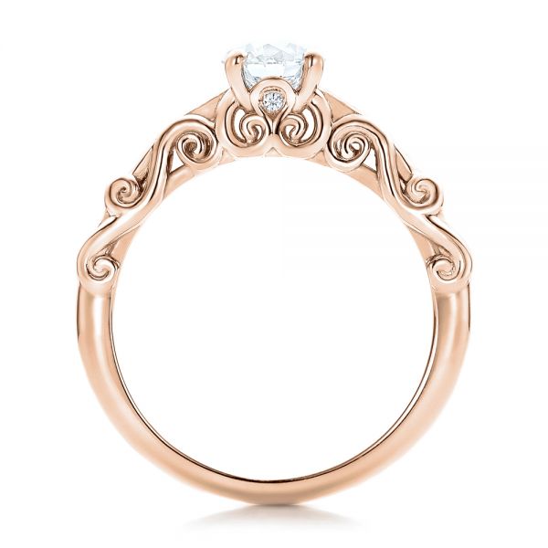 18k Rose Gold 18k Rose Gold Custom Filigree And Diamond Engagement Ring - Front View -  101996