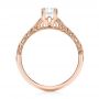 14k Rose Gold Custom Filigree And Diamond Engagement Ring - Front View -  103372 - Thumbnail
