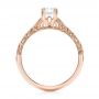 14k Rose Gold Custom Filigree And Diamond Engagement Ring - Front View -  103372 - Thumbnail