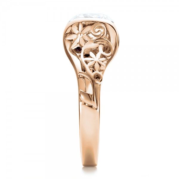 18k Rose Gold 18k Rose Gold Custom Filigree And Diamond Engagement Ring - Side View -  100706