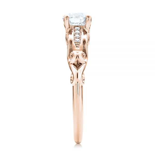 14k Rose Gold 14k Rose Gold Custom Filigree And Diamond Engagement Ring - Side View -  101996