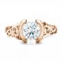 14k Rose Gold 14k Rose Gold Custom Filigree And Diamond Engagement Ring - Top View -  100706 - Thumbnail